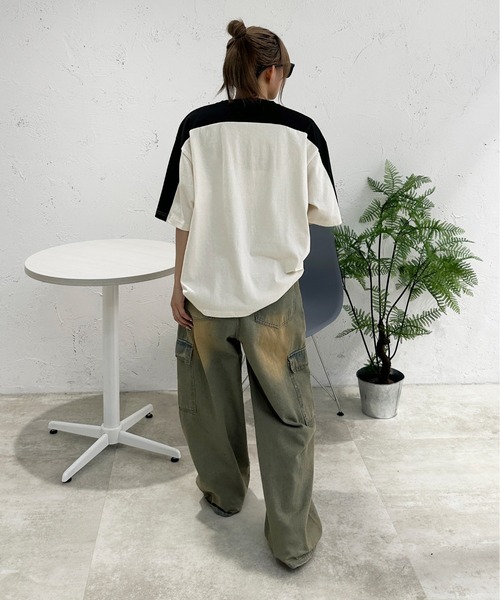 sedacle(セダクル)の「ショルダー切り替えTEE(Tシャツ/カットソー・メンズ・アイボリー/ライトブルー/ピンク/ベージュ・SMALL/MEDIUM/LARGE)」の9枚目の写真
