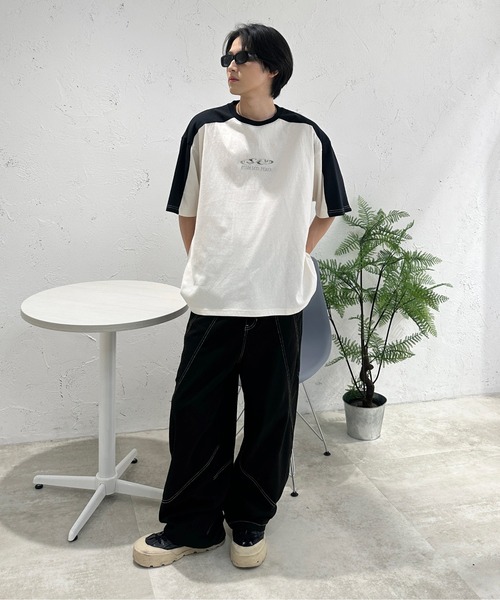 sedacle(セダクル)の「ショルダー切り替えTEE(Tシャツ/カットソー・メンズ・アイボリー/ライトブルー/ピンク/ベージュ・SMALL/MEDIUM/LARGE)」の11枚目の写真