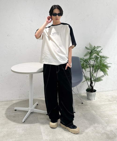 sedacle(セダクル)の「ショルダー切り替えTEE(Tシャツ/カットソー・メンズ・アイボリー/ライトブルー/ピンク/ベージュ・SMALL/MEDIUM/LARGE)」の12枚目の写真
