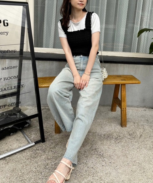 one after another NICE CLAUP（ワンアフターアナザーナイスクラップ）の「シャーリングビスチェ（タンクトップ・レディース・ホワイト系その他/グレー系その他/オフホワイト/ブラック・FREE）」の13枚目の写真