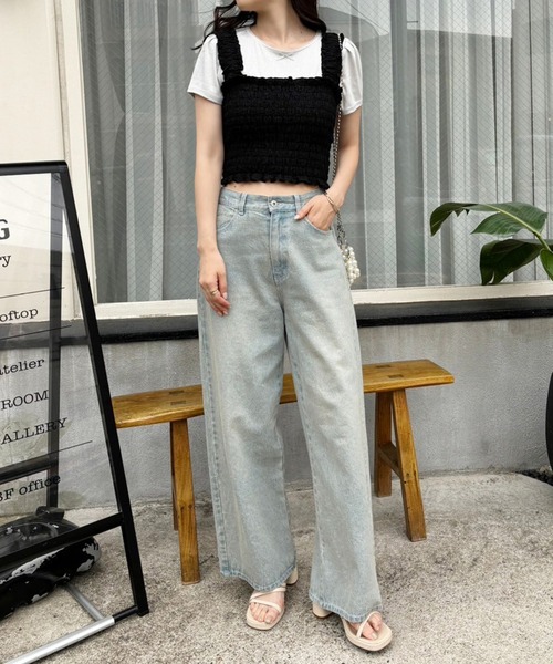 one after another NICE CLAUP（ワンアフターアナザーナイスクラップ）の「シャーリングビスチェ（タンクトップ・レディース・ホワイト系その他/グレー系その他/オフホワイト/ブラック・FREE）」の15枚目の写真