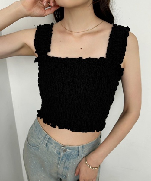 one after another NICE CLAUP（ワンアフターアナザーナイスクラップ）の「シャーリングビスチェ（タンクトップ・レディース・ホワイト系その他/グレー系その他/オフホワイト/ブラック・FREE）」の18枚目の写真