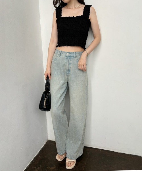 one after another NICE CLAUP（ワンアフターアナザーナイスクラップ）の「シャーリングビスチェ（タンクトップ・レディース・ホワイト系その他/グレー系その他/オフホワイト/ブラック・FREE）」の19枚目の写真