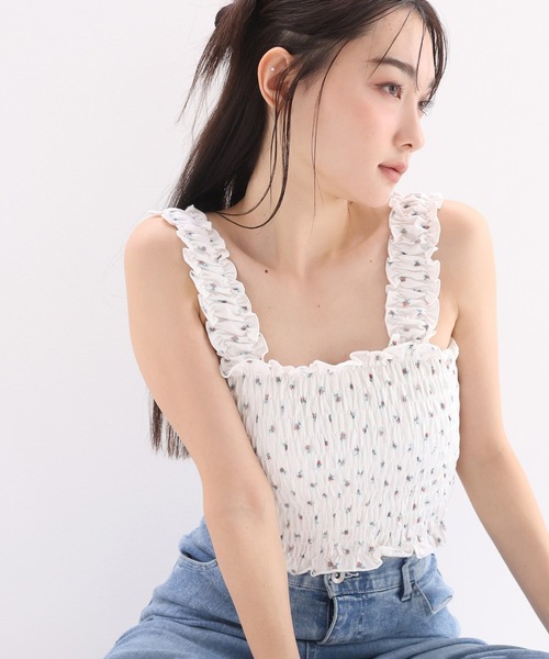 one after another NICE CLAUP（ワンアフターアナザーナイスクラップ）の「シャーリングビスチェ（タンクトップ・レディース・ホワイト系その他/グレー系その他/オフホワイト/ブラック・FREE）」の6枚目の写真