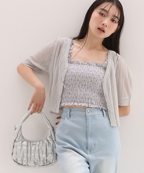 one after another NICE CLAUP（ワンアフターアナザーナイスクラップ）の「シャーリングビスチェ（タンクトップ・レディース・ホワイト系その他/グレー系その他/オフホワイト/ブラック・FREE）」の10枚目の写真