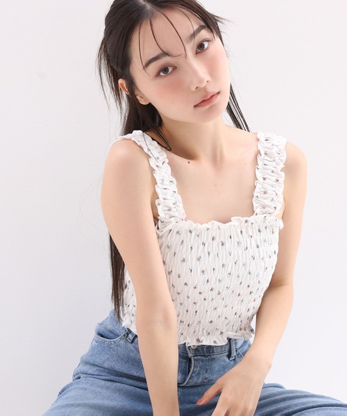 one after another NICE CLAUP（ワンアフターアナザーナイスクラップ）の「シャーリングビスチェ（タンクトップ・レディース・ホワイト系その他/グレー系その他/オフホワイト/ブラック・FREE）」の7枚目の写真