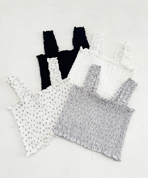 one after another NICE CLAUP（ワンアフターアナザーナイスクラップ）の「シャーリングビスチェ（タンクトップ・レディース・ホワイト系その他/グレー系その他/オフホワイト/ブラック・FREE）」の20枚目の写真