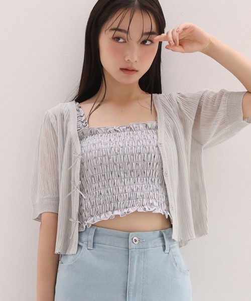 one after another NICE CLAUP（ワンアフターアナザーナイスクラップ）の「シャーリングビスチェ（タンクトップ・レディース・ホワイト系その他/グレー系その他/オフホワイト/ブラック・FREE）」の5枚目の写真