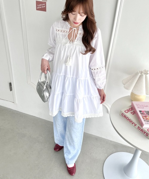 Loueme(ルエム)の「ローズジャガードワイドパンツ(その他パンツ・レディース・ホワイト/ライトブルー/ブラック・FREE)」の16枚目の写真
