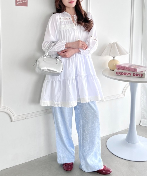 Loueme(ルエム)の「ローズジャガードワイドパンツ(その他パンツ・レディース・ホワイト/ライトブルー/ブラック・FREE)」の17枚目の写真