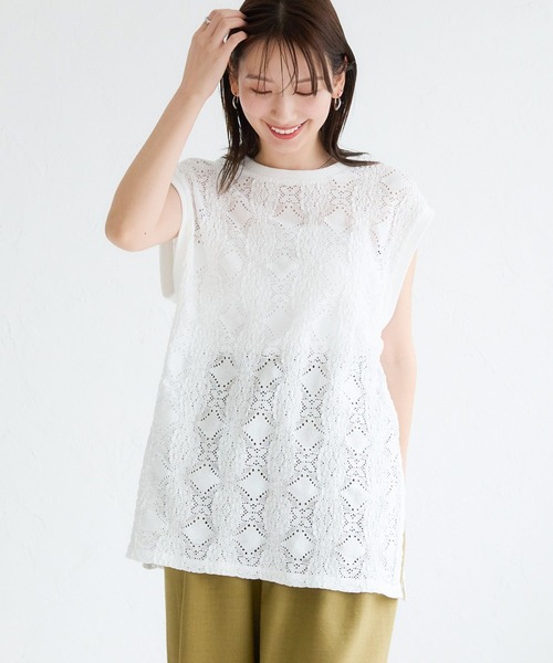 LEPSIM(レプシィム)の「ソウレースノースリプルオーバー 131996(Tシャツ/カットソー・レディース・ブラック/オレンジ/オフホワイト・FREE)」の1枚目の写真