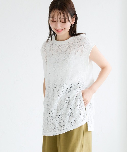 LEPSIM(レプシィム)の「ソウレースノースリプルオーバー 131996(Tシャツ/カットソー・レディース・ブラック/オレンジ/オフホワイト・FREE)」の4枚目の写真