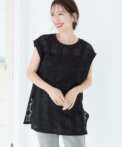 LEPSIM(レプシィム)の「ソウレースノースリプルオーバー 131996(Tシャツ/カットソー・レディース・ブラック/オレンジ/オフホワイト・FREE)」の10枚目の写真