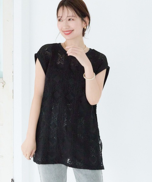 LEPSIM(レプシィム)の「ソウレースノースリプルオーバー 131996(Tシャツ/カットソー・レディース・ブラック/オレンジ/オフホワイト・FREE)」の12枚目の写真