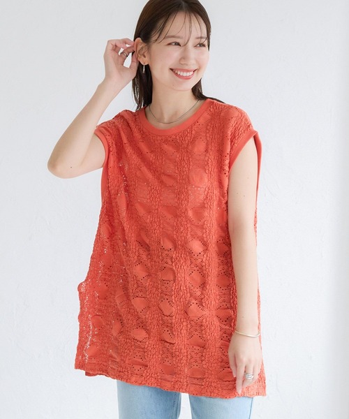 LEPSIM(レプシィム)の「ソウレースノースリプルオーバー 131996(Tシャツ/カットソー・レディース・ブラック/オレンジ/オフホワイト・FREE)」の15枚目の写真