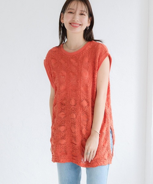 LEPSIM(レプシィム)の「ソウレースノースリプルオーバー 131996(Tシャツ/カットソー・レディース・ブラック/オレンジ/オフホワイト・FREE)」の16枚目の写真