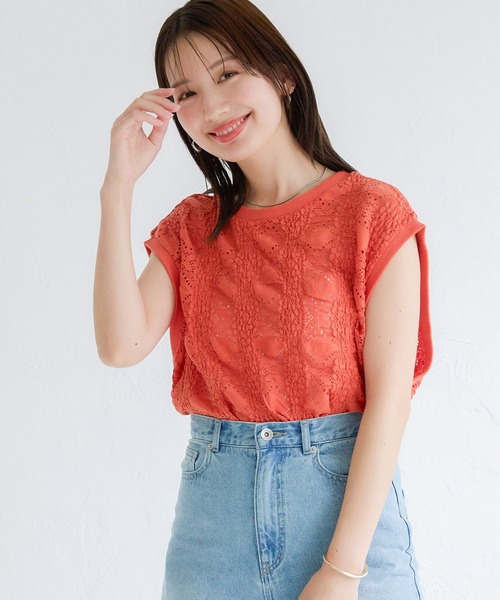 LEPSIM(レプシィム)の「ソウレースノースリプルオーバー 131996(Tシャツ/カットソー・レディース・ブラック/オレンジ/オフホワイト・FREE)」の18枚目の写真