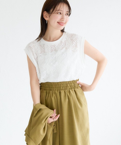 LEPSIM(レプシィム)の「ソウレースノースリプルオーバー 131996(Tシャツ/カットソー・レディース・ブラック/オレンジ/オフホワイト・FREE)」の5枚目の写真