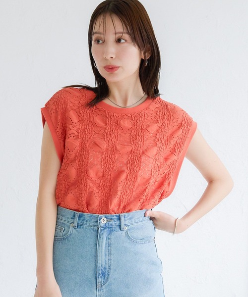 LEPSIM(レプシィム)の「ソウレースノースリプルオーバー 131996(Tシャツ/カットソー・レディース・ブラック/オレンジ/オフホワイト・FREE)」の17枚目の写真