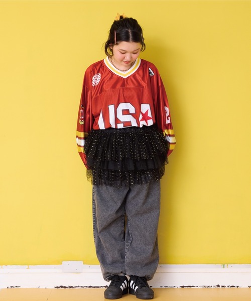 BIG FIELD(ビッグフィールド)の「L/Sフットボールゲームシャツ/おとな(Tシャツ/カットソー・レディース・チャコール/ブルー/レッド/ブラウン・170cm)」の9枚目の写真