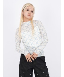 PAMEO POSE | Nerd Pattern Sheer Long T(Tシャツ/カットソー)