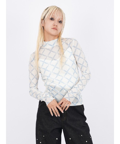 【セール】Nerd Pattern Sheer Long T（Tシャツ/カットソー）｜PAMEO POSE（パメオポーズ）