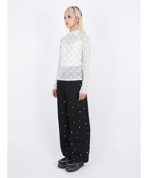 PAMEO POSE（パメオポーズ）の「Nerd Pattern Sheer Long T（Tシャツ