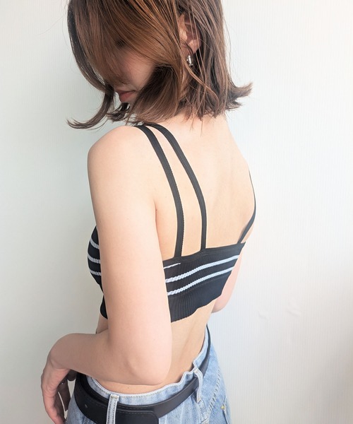 styiro(スタイロ)の「ボーダーカップインブラトップ(キャミソール・レディース・ホワイト×ブラック/ブラック・FREE)」の19枚目の写真
