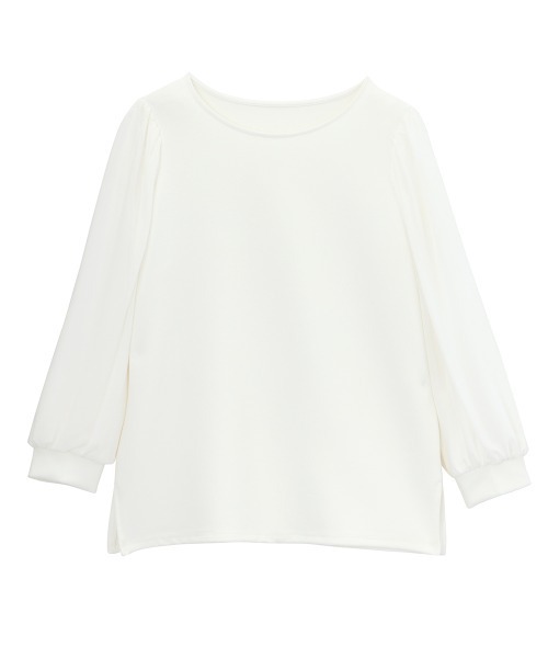 RANAN(ラナン)の「リップル素材ボリューム袖プルオーバー(Tシャツ/カットソー・レディース・ネイビー/ブラック/オフホワイト・M/L/LL)」の2枚目の写真