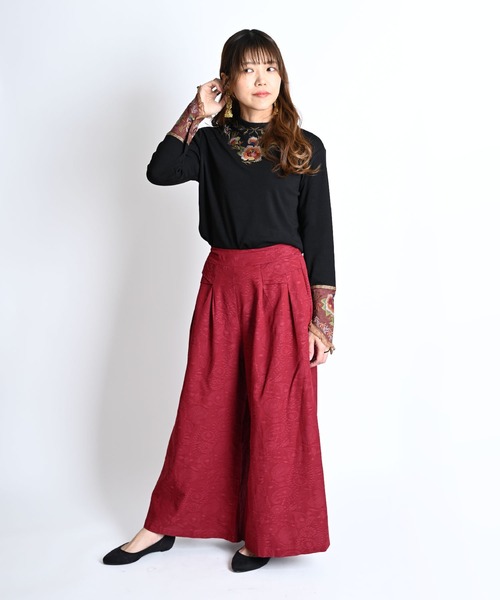 MARAI(マーライ)の「ジャガード総柄 フレアワイドパンツ(その他パンツ・レディース・ワイン/ブラック/ネイビー・FREE)」の22枚目の写真