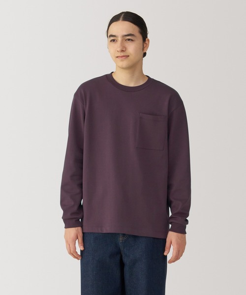 無印良品(ムジルシリョウヒン)の「紳士 あたたかさを保つクルーネック長袖Tシャツ(Tシャツ/カットソー・メンズ・ダークネイビー/グレー系/オフホワイト/ダークパープル/ブラック/ダークグリーン・L/M/S/XL)」の6枚目の写真