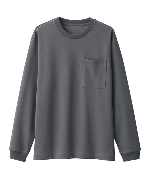無印良品(ムジルシリョウヒン)の「紳士 あたたかさを保つクルーネック長袖Tシャツ(Tシャツ/カットソー・メンズ・ダークネイビー/グレー系/オフホワイト/ダークパープル/ブラック/ダークグリーン・L/M/S/XL)」の14枚目の写真