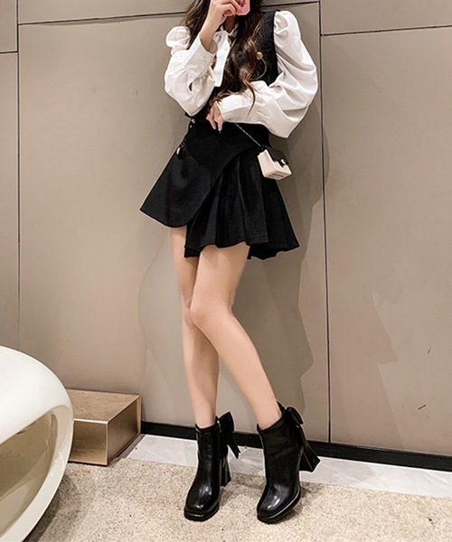 Lace Ladies（レースレディース）の「バック リボン チャンキー ショート ブーツ（ブーツ・レディース・ブラック/アイボリー/ベージュ・22.5/23/23.5/24/24.5）」の5枚目の写真