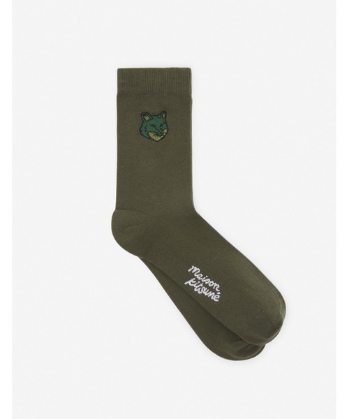 Maison Kitsune(メゾンキツネ)の「BOLD FOX HEAD SOCKS(ソックス/靴下・メンズ・ダークグリーン・S/M)」の1枚目の写真