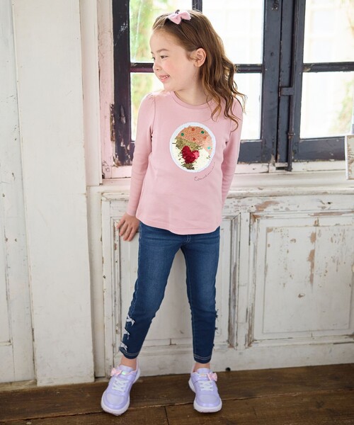 ANY（エニィ）の「ミラクルスパンコール長袖Tシャツ（Tシャツ/カットソー・キッズ・アイボリー系/ネイビー系/ピンク系・100/120/130/110）」の5枚目の写真