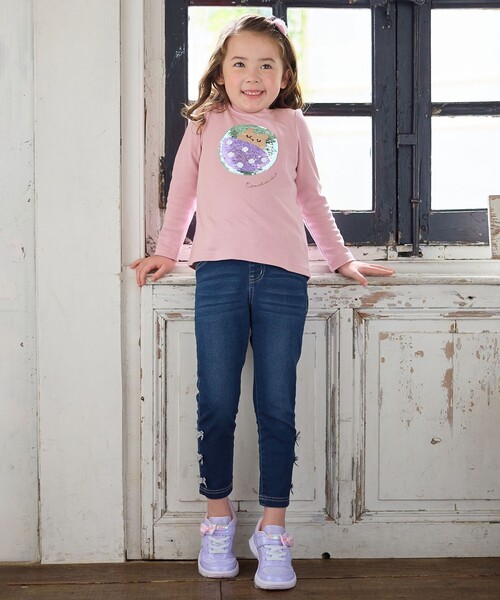 ANY（エニィ）の「ミラクルスパンコール長袖Tシャツ（Tシャツ/カットソー・キッズ・アイボリー系/ネイビー系/ピンク系・100/120/130/110）」の6枚目の写真