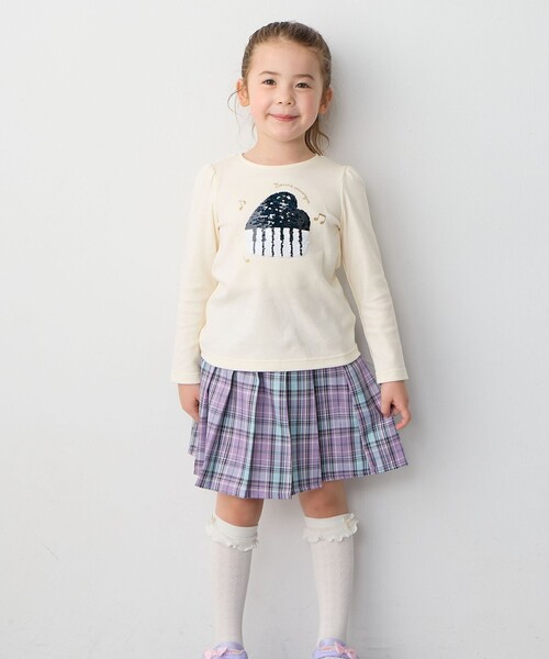 ANY（エニィ）の「ミラクルスパンコール長袖Tシャツ（Tシャツ/カットソー・キッズ・アイボリー系/ネイビー系/ピンク系・100/120/130/110）」の10枚目の写真