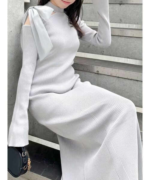 ワンショルリボンナローニットワンピース（ワンピース）｜dazzlin  