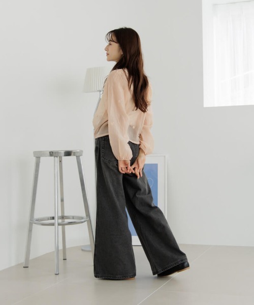 flower（フラワー）の「フラッフィーシアーブラウス（シャツ/ブラウス・レディース・ピンク/アイボリー・FREE）」の18枚目の写真