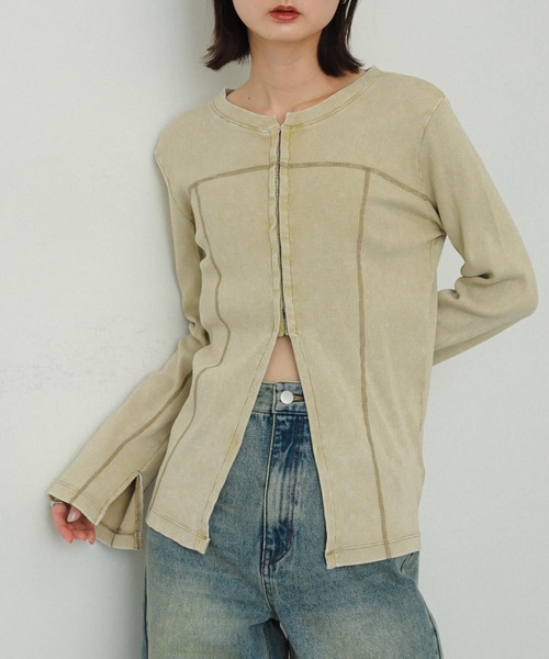 SENSE OF PLACE by URBAN RESEARCH（センスオブプレイスバイアーバンリサーチ）の「フロントホックピグメントトップ（Tシャツ/カットソー・レディース・グレー/ベージュ/ピンク・ONE）」の4枚目の写真