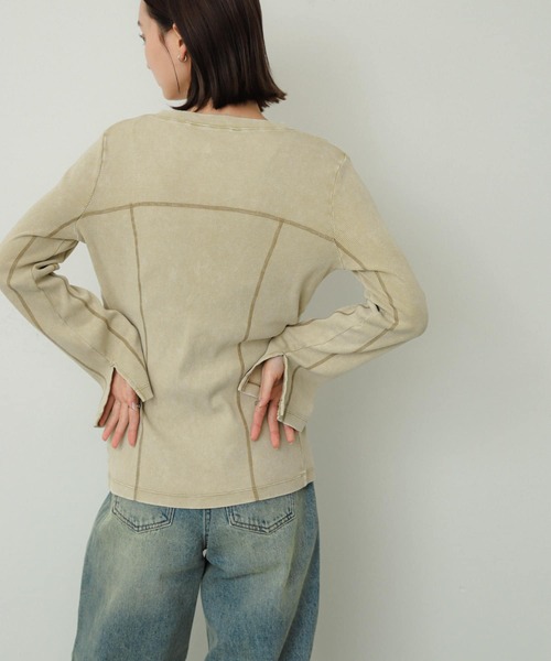 SENSE OF PLACE by URBAN RESEARCH（センスオブプレイスバイアーバンリサーチ）の「フロントホックピグメントトップ（Tシャツ/カットソー・レディース・グレー/ベージュ/ピンク・ONE）」の6枚目の写真