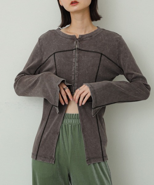 SENSE OF PLACE by URBAN RESEARCH（センスオブプレイスバイアーバンリサーチ）の「フロントホックピグメントトップ（Tシャツ/カットソー・レディース・グレー/ベージュ/ピンク・ONE）」の8枚目の写真