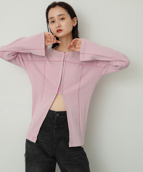 SENSE OF PLACE by URBAN RESEARCH（センスオブプレイスバイアーバンリサーチ）の「フロントホックピグメントトップ（Tシャツ/カットソー・レディース・グレー/ベージュ/ピンク・ONE）」の12枚目の写真