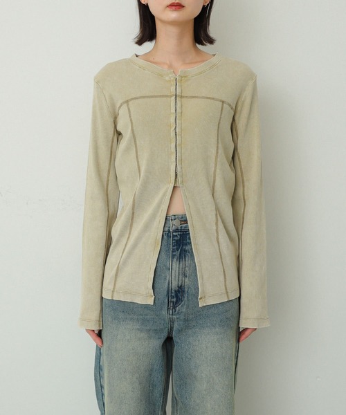 SENSE OF PLACE by URBAN RESEARCH（センスオブプレイスバイアーバンリサーチ）の「フロントホックピグメントトップ（Tシャツ/カットソー・レディース・グレー/ベージュ/ピンク・ONE）」の16枚目の写真