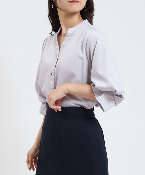 TRUDEA(トルディア)の「ボリュームスリーブスキッパーブラウス(シャツ/ブラウス・レディース・ラベンダー/ブルーグリーン/ブラウン/ホワイト・LARGE/MEDIUM)」の4枚目の写真