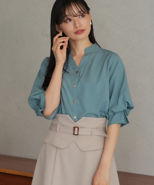 TRUDEA(トルディア)の「ボリュームスリーブスキッパーブラウス(シャツ/ブラウス・レディース・ラベンダー/ブルーグリーン/ブラウン/ホワイト・LARGE/MEDIUM)」の3枚目の写真