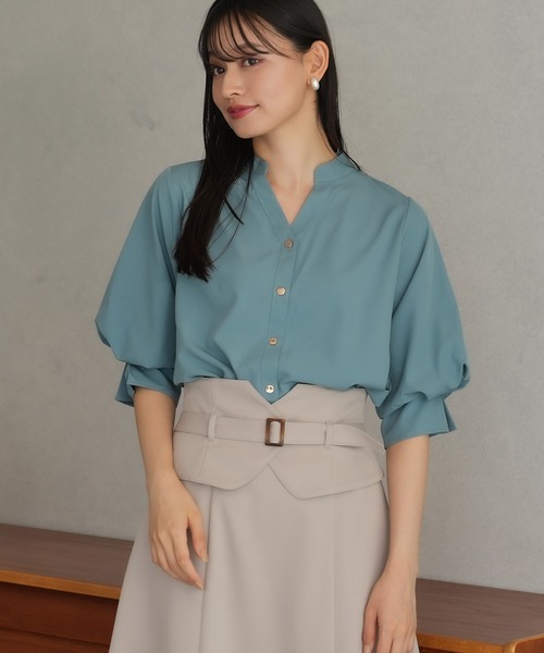 TRUDEA(トルディア)の「ボリュームスリーブスキッパーブラウス(シャツ/ブラウス・レディース・ラベンダー/ブルーグリーン/ブラウン/ホワイト・LARGE/MEDIUM)」の5枚目の写真