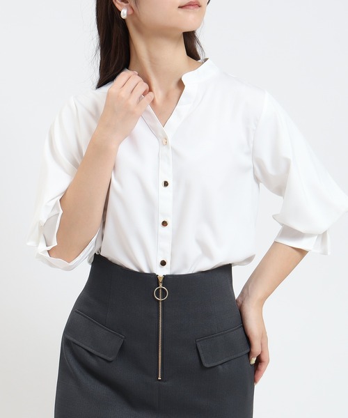 TRUDEA(トルディア)の「ボリュームスリーブスキッパーブラウス(シャツ/ブラウス・レディース・ラベンダー/ブルーグリーン/ブラウン/ホワイト・LARGE/MEDIUM)」の12枚目の写真