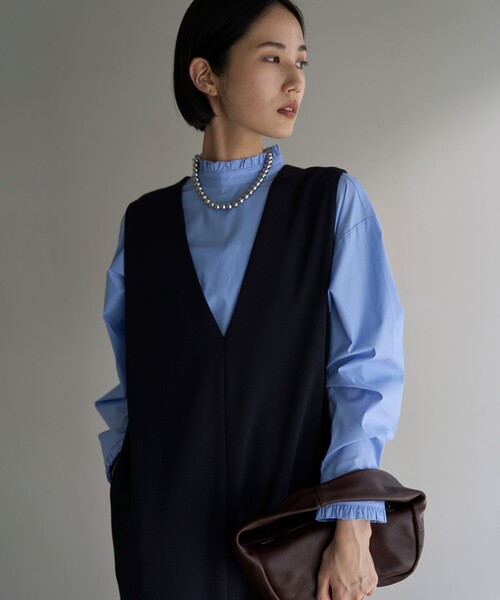 ブラウス シャツ 「抗菌防臭/洗える」フリルネックシャツ レディース UNFILO ブラウス シャツ 「抗菌防臭/洗える」フリルネックシャツ