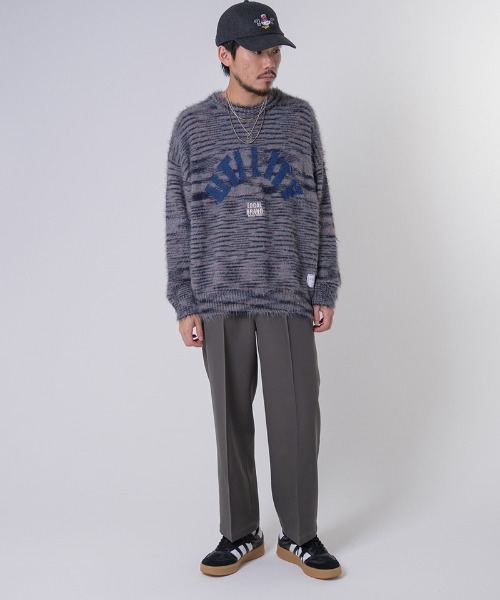 EFFECTEN(エフェクテン)の「mn3029-Arch Logo Shaggy Knit シャギーニット(ニット/セーター・メンズ・グレー系その他/ネイビー系・FREE)」の8枚目の写真